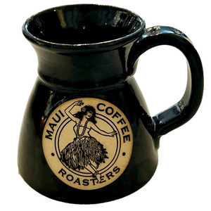 Sunset Hill Stoneware Maui Coffee Roasters Coffee Mug Black Glaze EUC